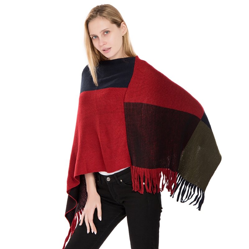 Осень-зима 2019, кашемировая накидка на голову, шарф, женская модная Большая квадратная вязаная теплая шаль в стиле пэчворк, накидки