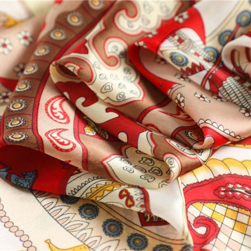 Bufanda de seda cuadrada para mujer, pañuelo de Pashmina con estampado de diseño femenino, chal, pañuelo para el cuello, novedad de 2022