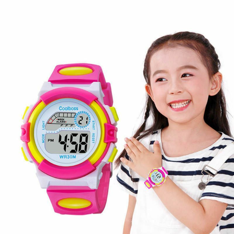 Étanche sport enfants étudiant montre enfant réveil calendrier coloré montre-bracelet LED