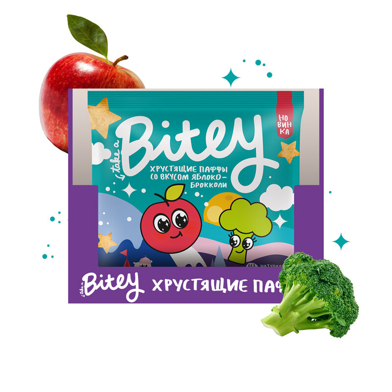 Dla dzieci Puffs-chips bitey "Apple-brokuły" 12 sztuk/20g