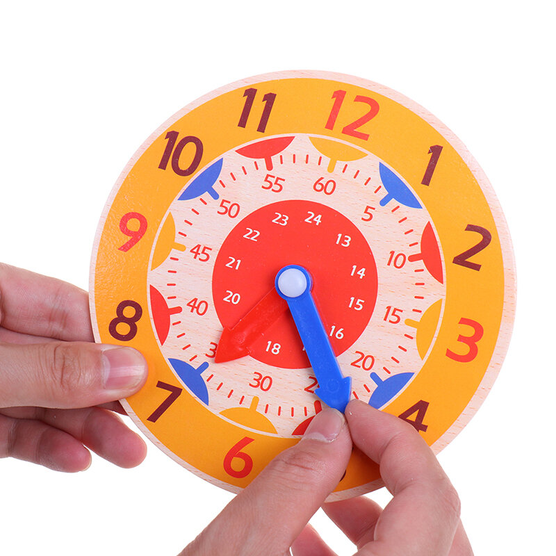 Horloge en bois Montessori pour enfants, jouet de Cognition des heures, minutes et secondes