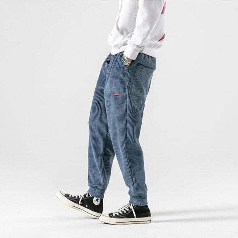 Calça lápis masculina de veludo, calça estilo vintage hip hop solta, casual, para outono, 2020