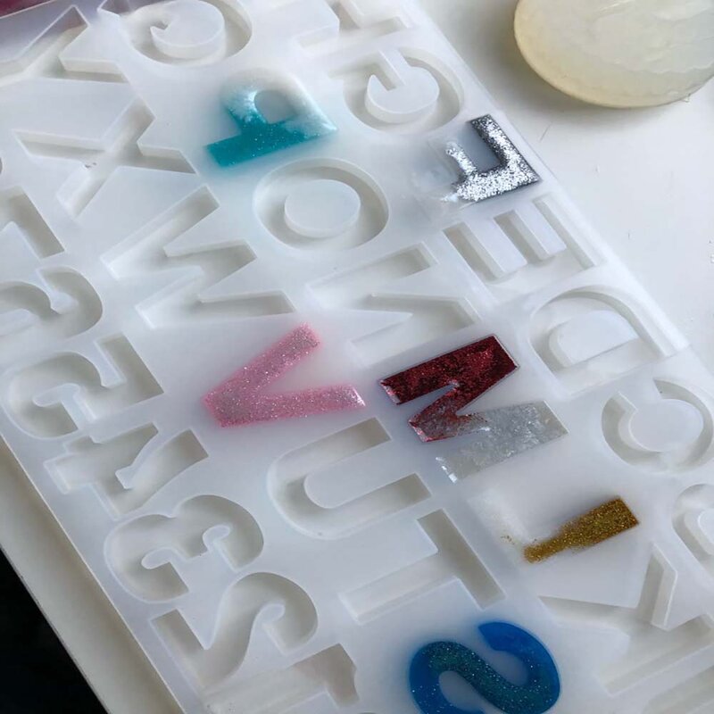 DIY Handmade Crystal Glue Epoxy Resin Mold Whole Board Digital Letter Jewelry Making Decoration Letter Silicone Mold For Resin