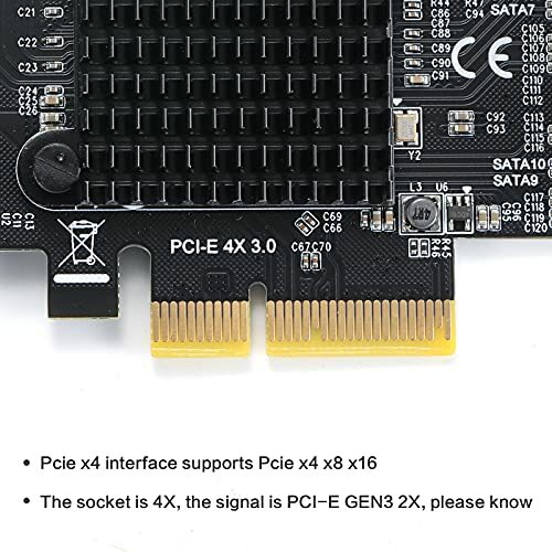 Kartu PCIe SATA 6/10 Port 6Gbps Kartu SATA 3.0 PCIe, Mendukung 10 Perangkat SATA 3.0, Konverter Adaptor Bawaan untuk PC Desktop