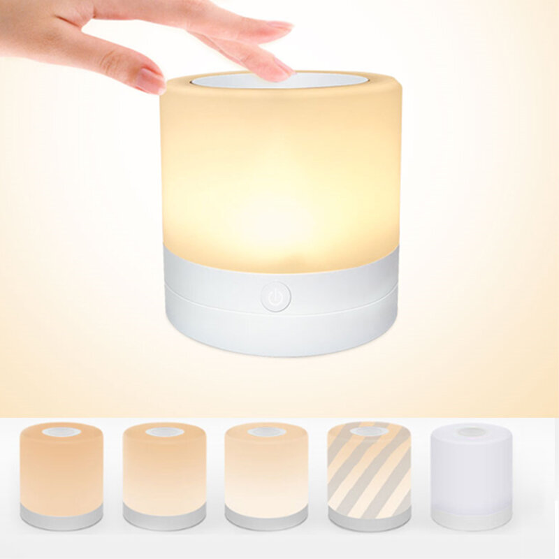 2021 Smart LED Touch Night Light Rechargeable Induction Dimmer Smart Bedside Portable Light Dimmable RGB Color Change