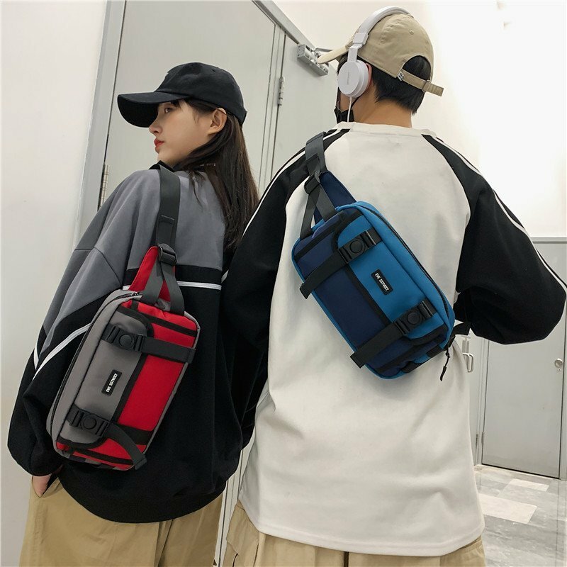 New Streetwear Strap Bag Men Shoulder Bags Nylon Waist Pack Sling Bag Crossbody Outdoor Sport Shoulder Chest Daily Messenger Bag