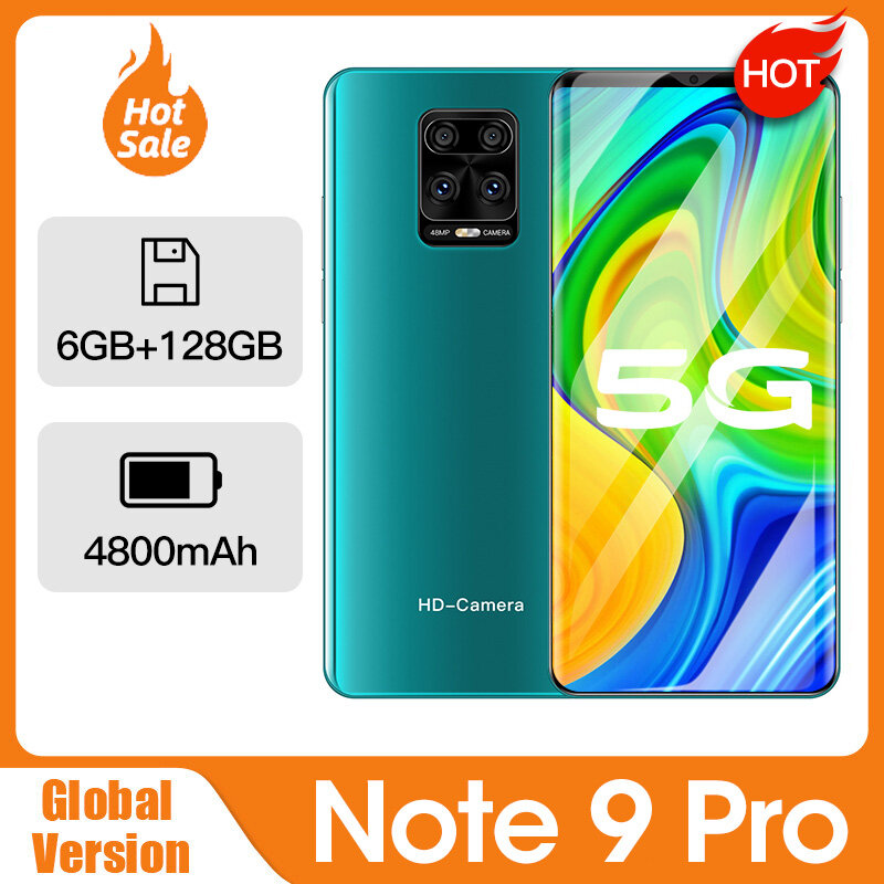Note 9 Pro Full Screen Phones Unlocked For Sale Smartphone 128gb 6gb Cellphones Mobile Phones 5g Android 10 Telephone 6.1Inch HD