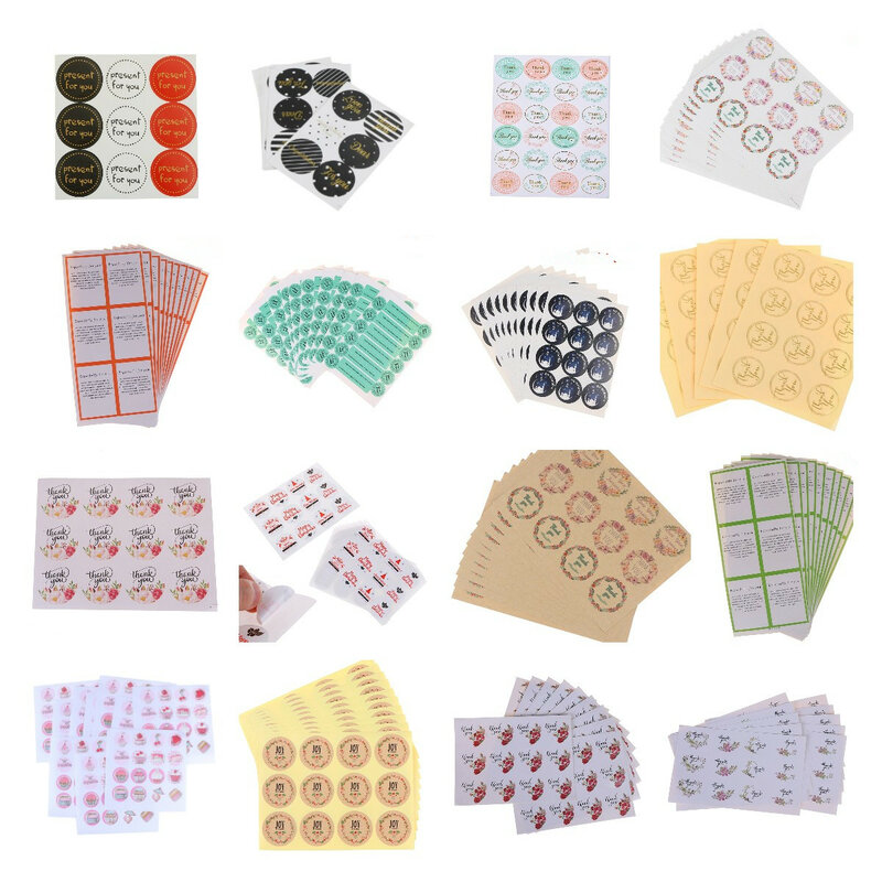 10Sheets/Pack Diy Vintage Hart Ovale Dank U Elegante Bloem Ellipse Adhesive Kraft Seal Sticker Bakken Gift Label stickers