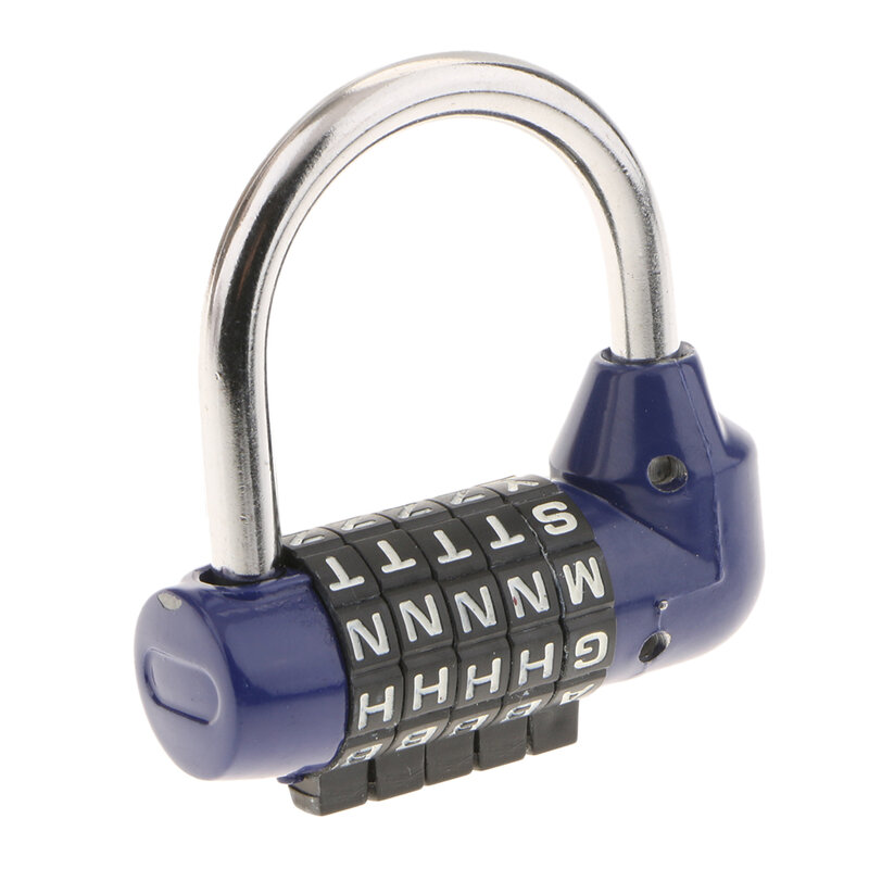 Zinc Alloy 5 Dial Letters Combination Padlock Code Password Lock for Travel Portable lock