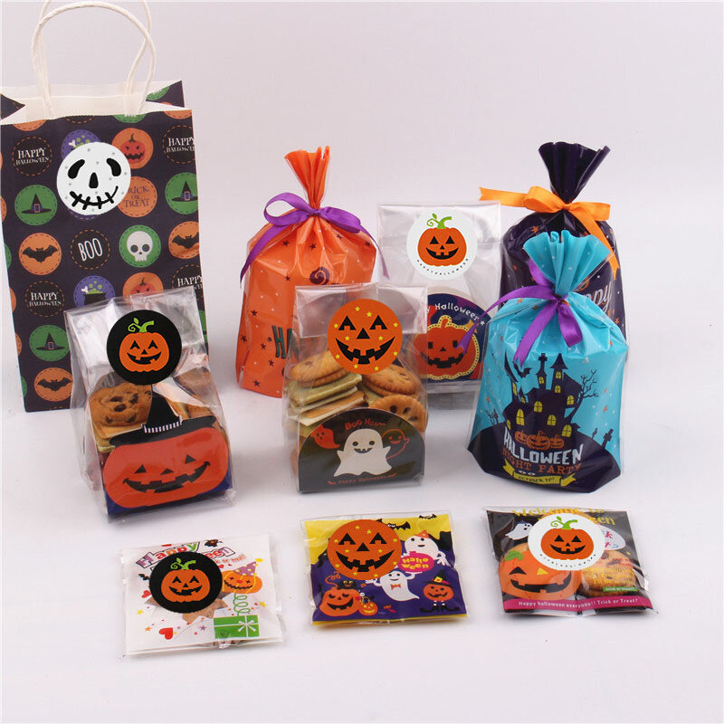 Etiquetas adhesivas de papel para Halloween, etiquetas redondas de calabaza, caja de sellado de bolsa de caramelo, decoración de favores de fiesta de Halloween, 120 Uds.