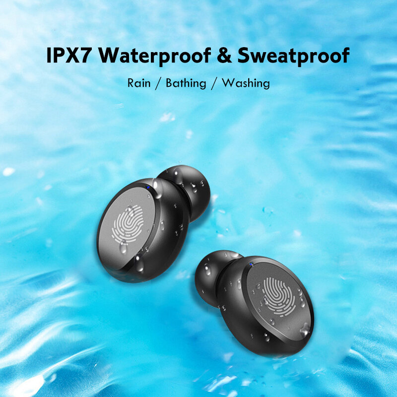 Tws-Bluetoothとマイクを備えたワイヤレスヘッドセット,スポーツ用の防水デバイス,音楽制御とタッチコントロール,hifiヘッドセット