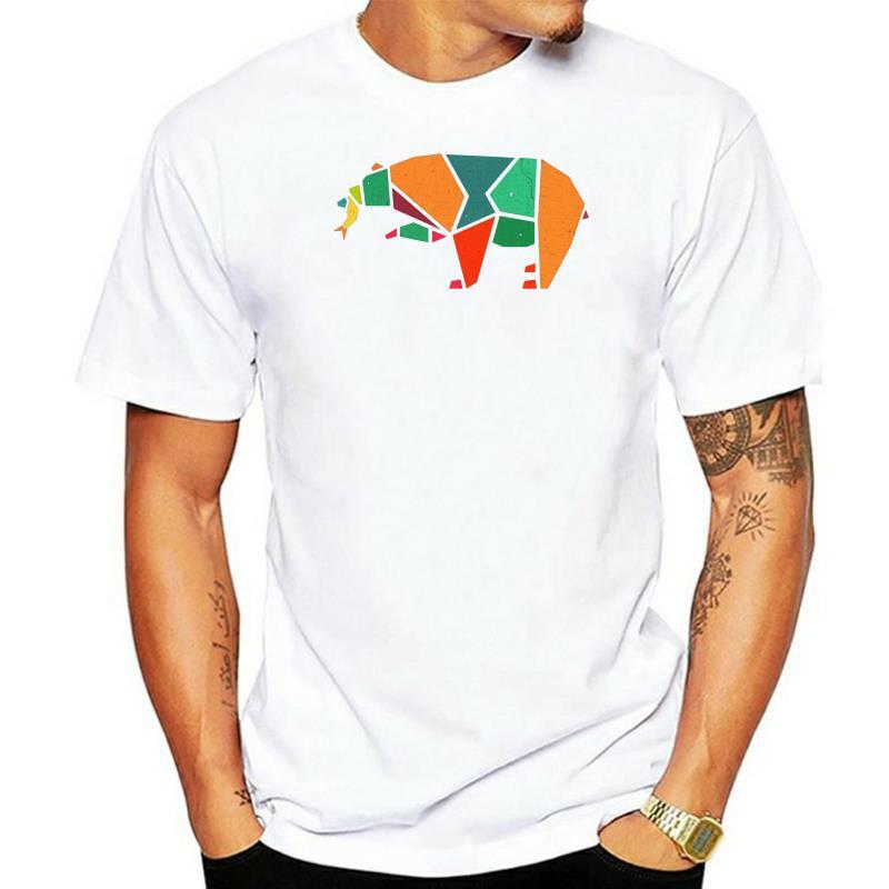 Camiseta de diseño geométrico para hombre, camisa negra colorida Vintage de Fisher Bear, camisetas minimalistas de algodón con cuello redondo, ropa de verano y otoño