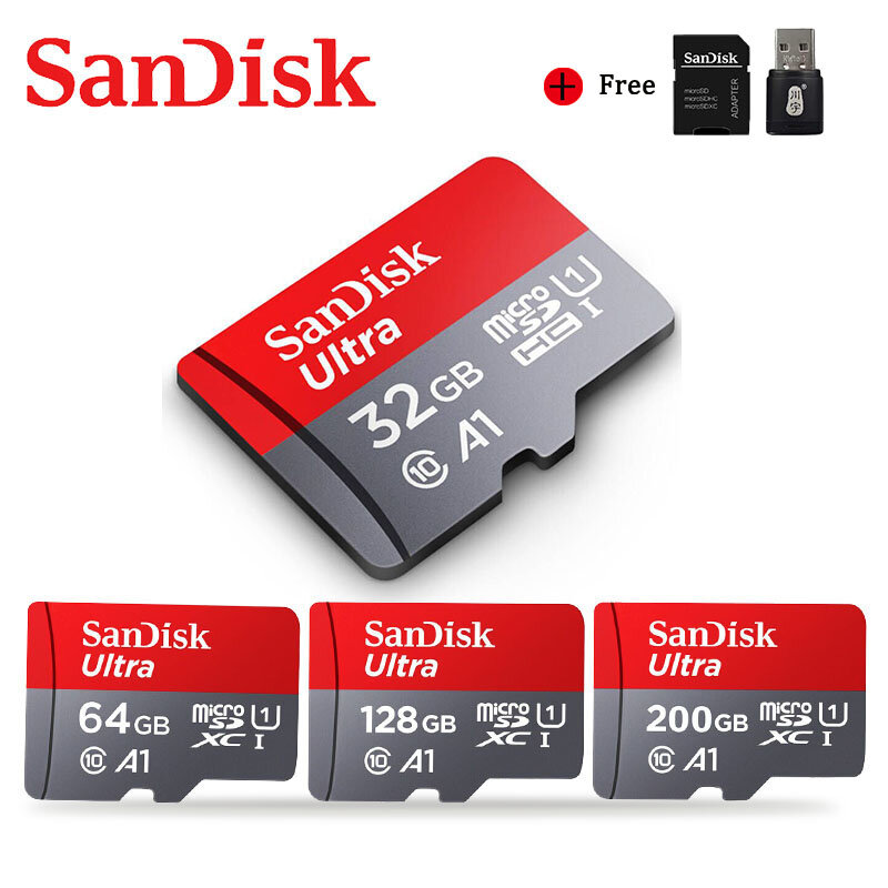 SanDisk 메모리 카드 A1 400GB 256GB 200GB 128GB 64GB Micro sd 카드 Class10 32GB 16GB 메모리 Microsd TF/SD 플래시 카드 스마트 폰