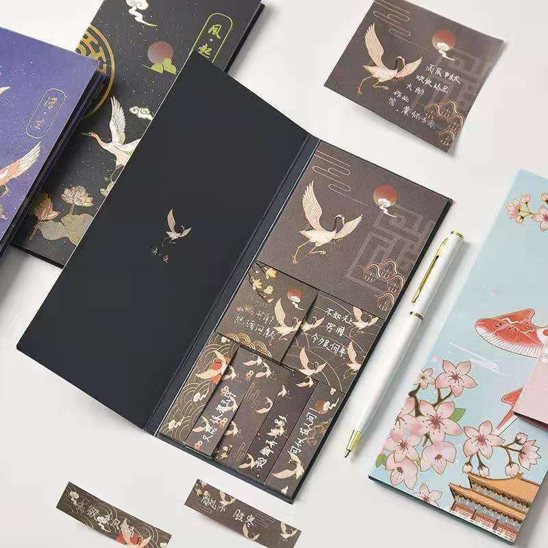240 sztuk/pudło Retro chiński styl serii papieru kartki samoprzylepne notatnik pamiętnik stacjonarne płatki księga gości dekoracyjne N razy przyklejony