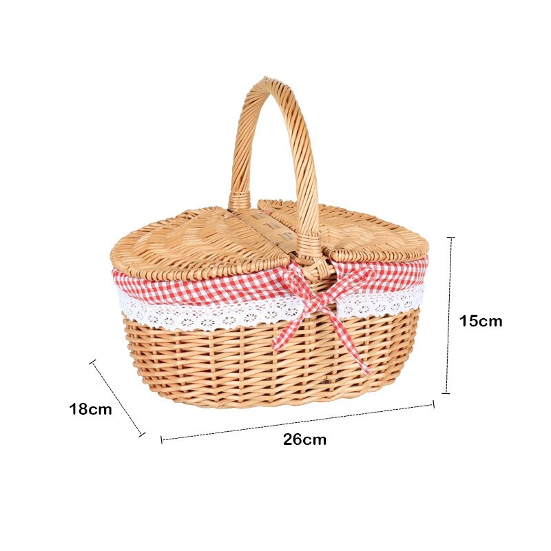 Плетеная корзина для пикника в стиле кантри с крышкой и ручкой и вкладышами для пикников, вечеринок и BBQs