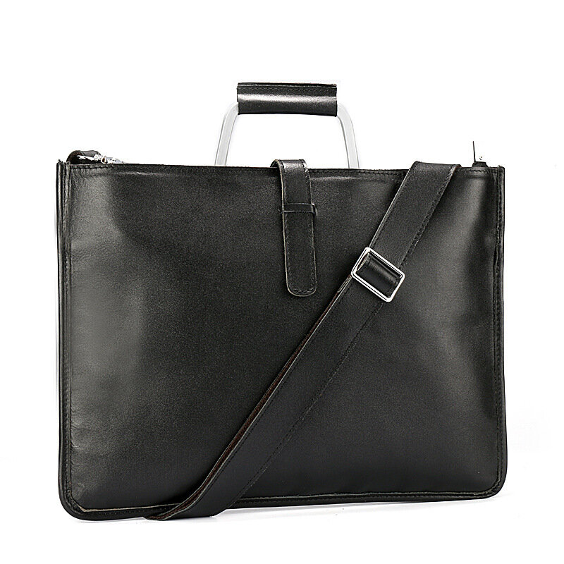 Zipper Briefcase Men Genuine Leather Bag Messenger Office Bags For Men Crazy Horse Leather Laptop Bag 13 Inch