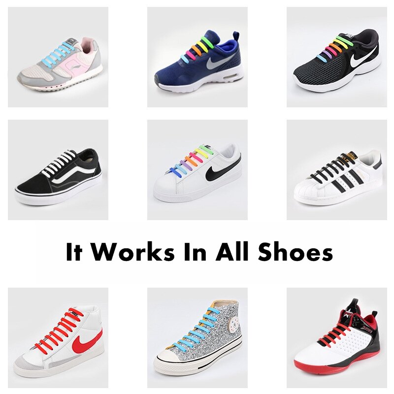 Эластичные шнурки для обуви, 16 шт./компл., силиконовые, 13 цветов