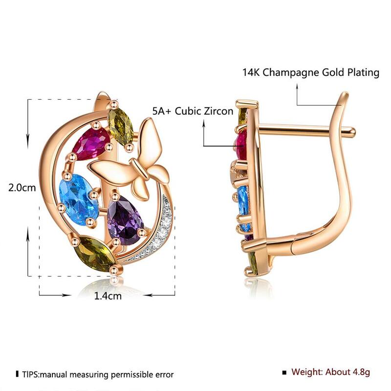 Classic multicolor Stud Earrings For Women New Fine Cubic Zirconia Earrings Advanced Lady Jewelry Accessories Best Jewelry Gift