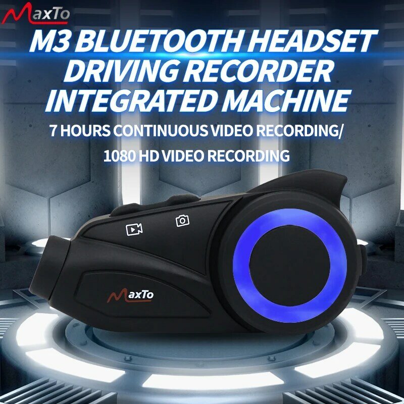 Maxto-casco de motocicleta M3, con Bluetooth, grabadora de conducción, 6 personas, vídeo HD, intercomunicador WiFi, resistente al agua