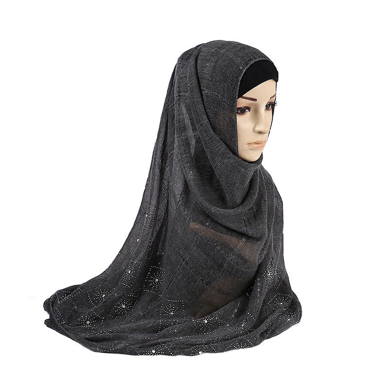 Hiyab-chal pañuelo musulmán brillante para mujer, chal pañuelo de algodón liso con lentejuelas brillantes, turbante envolvente instantáneo para la cabeza, bufandas musulmanas, 2020