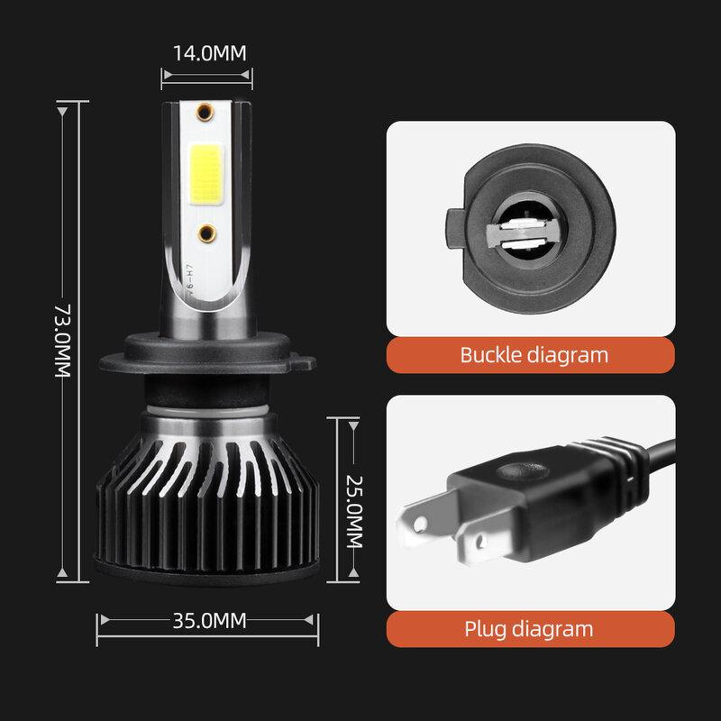 Новинка, противотуманная лампа для автомобильных фар Mini H7 H4 светодиодный, 6000 лм, 9012 K, H1, H3, H11, H13, 9005, 9006, HB3, 9007, HB4,