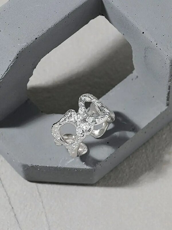 S'STEEL 925 Sterling Silver w kształcie litery X wzór tekstura minimalizm nieregularny pierścień kobiece prezenty dla kobiet spersonalizowane 2021 biżuteria