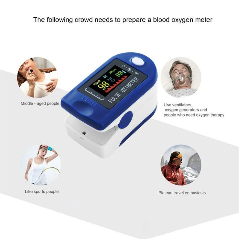 Oxímetro de pulso para dedo, pulsioxímetro portátil, Monitor de ritmo cardíaco, Sensor de presión y oxígeno en sangre, Spo3