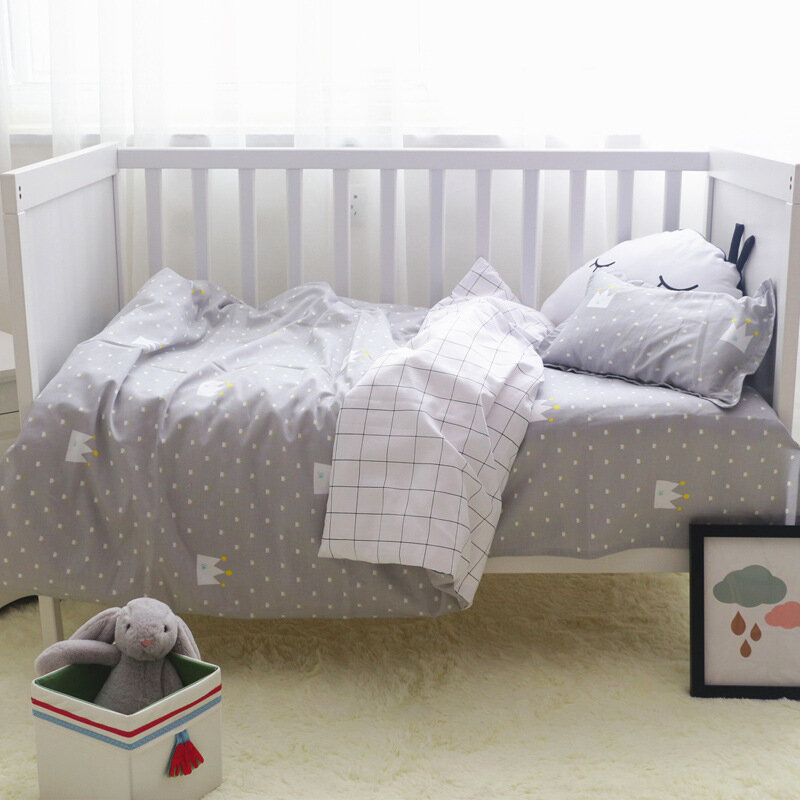 Kit de linge de lit pour berceau en coton, 3 pièces, pour garçon et fille, ensemble de literie pour bébé, avec taie d'oreiller, drap de lit, housse de couette sans remplissage