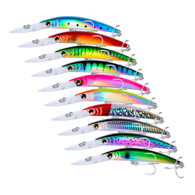 Big Minnow Lures 7"-17.78cm/0.963oz-27.31g 10 Color Fishing Bait 5pc Fishing Tackle Fishing Lure with 2/0# Hook