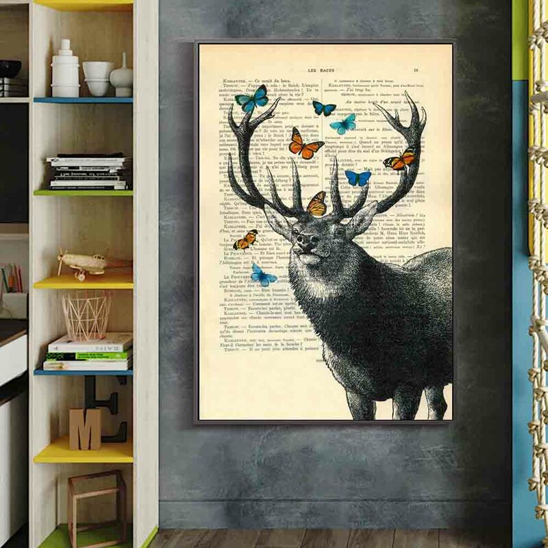 레트로 아트 동물 인쇄 캔버스 회화 사무실 벽 예술 해양 생물 수탉 포스터 교실 홈 인테리어 벽화