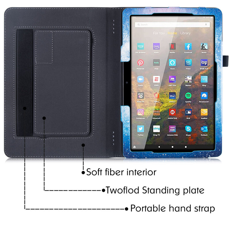 Custodia AROITA per Tablet Fire HD 10 / Fire HD 10 Plus 2021 (solo 11th Gen)-con cinturino da polso/doppio supporto/riattivazione automatica/sonno