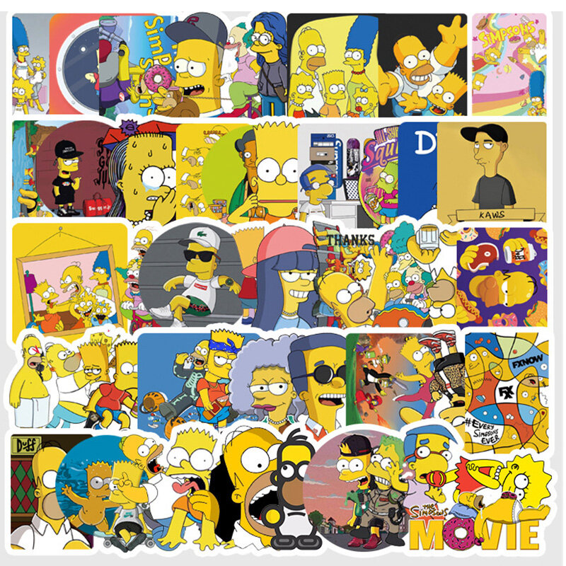 10/30/50 Pcs The Simpsons Anime Graffiti Sticker adesivi impermeabili etichette per Laptop chitarra bicicletta telefono decalcomania giocattoli per bambini