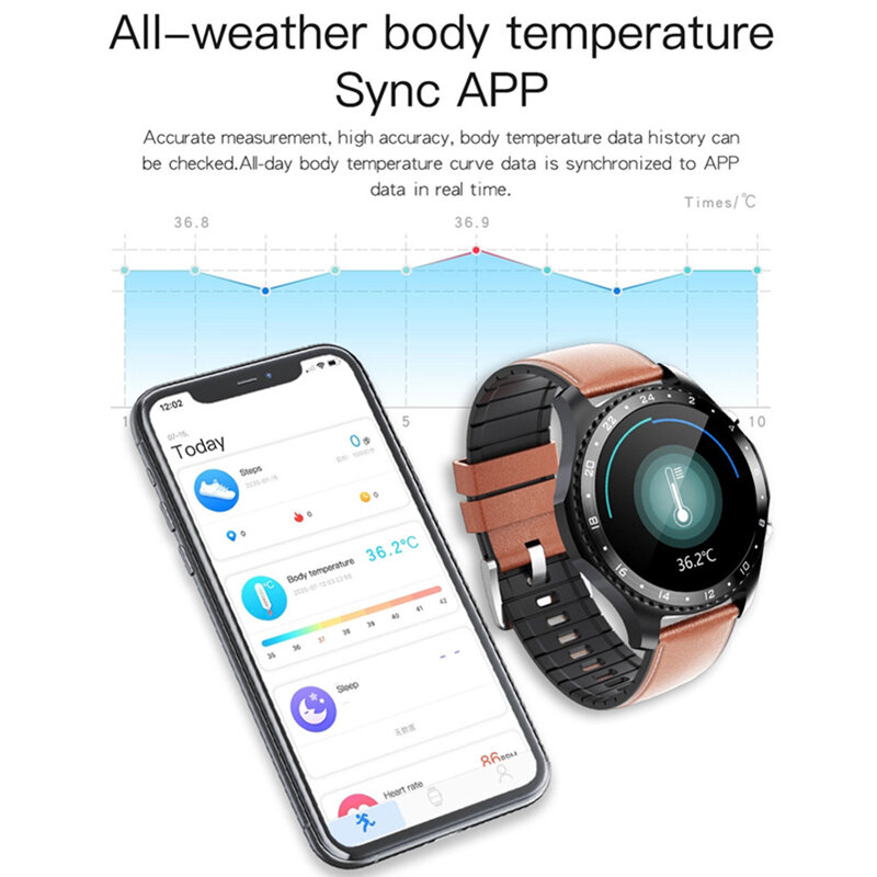 Ck30 smartwatches freqüência cardíaca temperatura do corpo ppg suporte bluetooth chamada jogar música moda relógios inteligentes para homens de negócios mv60