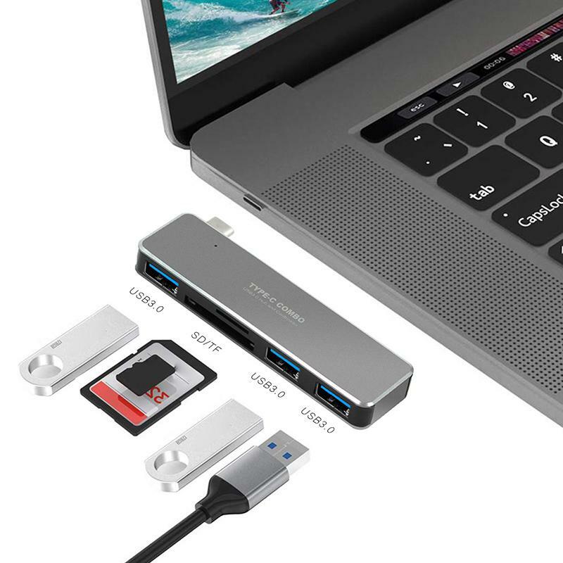 PC 용 5-in-1 USB3.0 허브 유형 C 어댑터 TF 카드 MacBook Pro 2016/2017/2018/2019 새로운 iMac/Pro 컴퓨터 노트북 크롬 북