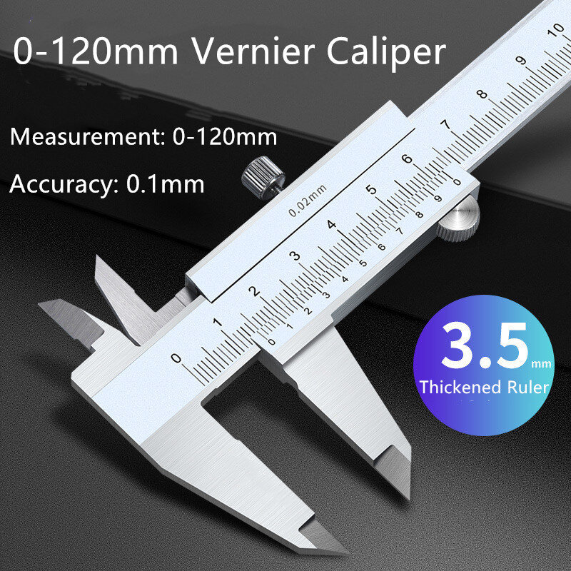 Calibrador Vernier de acero inoxidable 4CR13, herramienta de medición de alta precisión de grado Industrial, 0-120mm