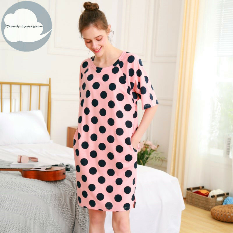 De algodón de verano de M-5XL camisón de dormir para mujer estampado de moda señoras camis #XNF133 