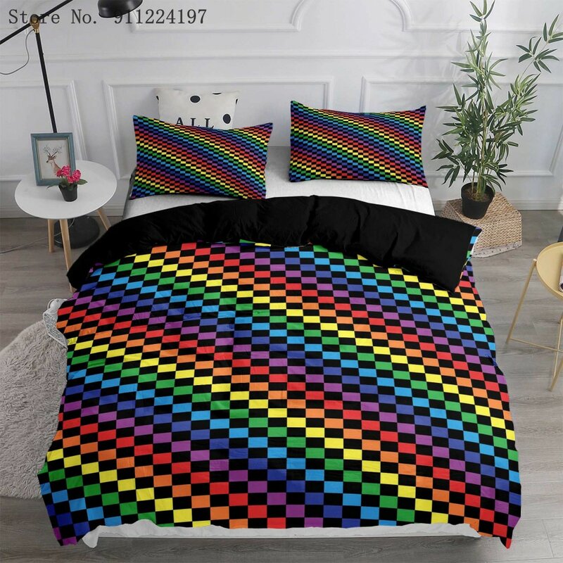 Set copripiumino arcobaleno colorato Set biancheria da letto moda strisce arcobaleno copripiumino singolo matrimoniale Queen King Size biancheria da letto per adulti