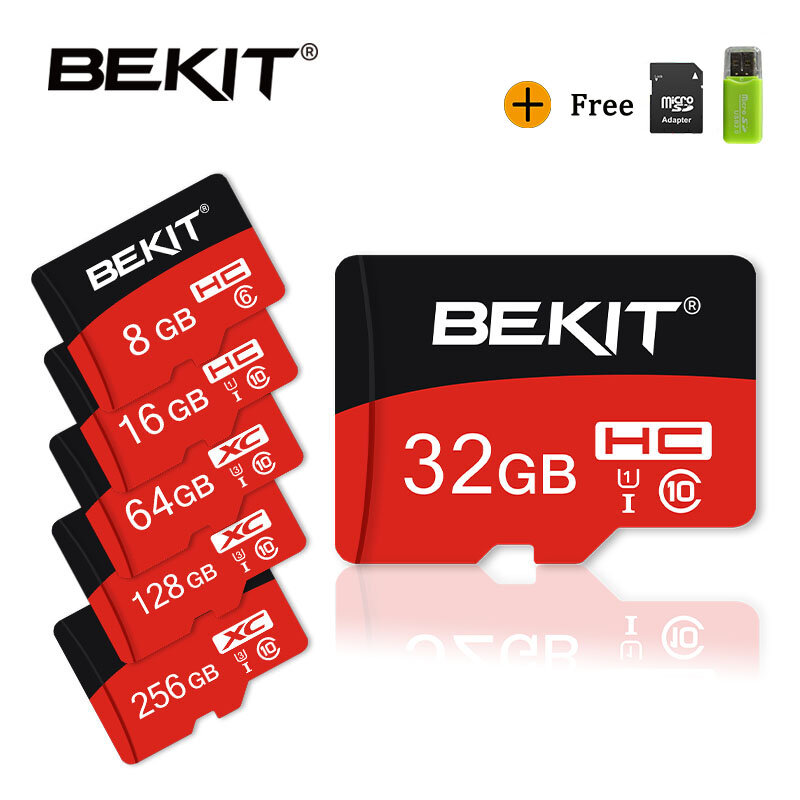 Bekit-マイクロSDクラス10/TFフラッシュメモリカード,高速書き込み用,4GB,8GB,16GB,32GB,64GB,128GB,256GB,UHS-1 GB,UHS-3 GB