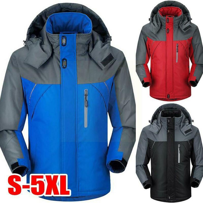 Cappotto da uomo spesso invernale caldo con cappuccio antivento da sci cappotto da uomo spesso all'aperto J5c1