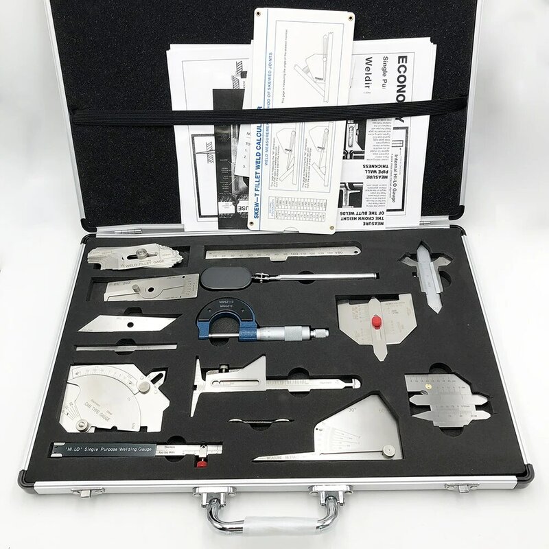 Herramientas de soldadura de acero inoxidable de 13 piezas, Kit de Medición, medidor de inspección de soldadura, Kit de combinación, regla de soldadura