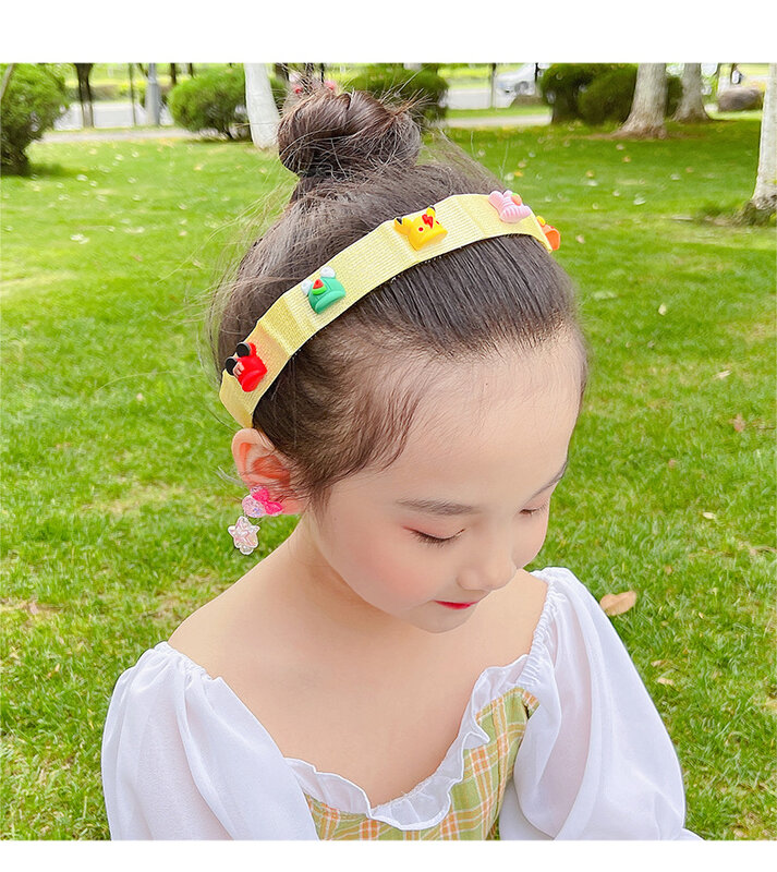 Nova moda verão menina velcro hairband cartton bandana para crianças doce hairpin franja colar cabelo quebrado bandana