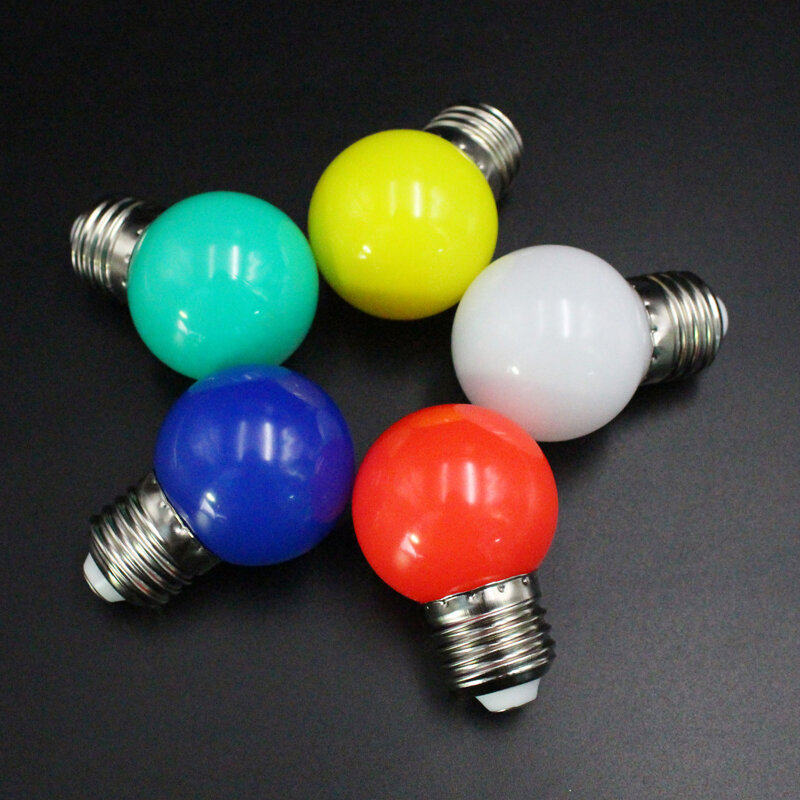 Bombillas Led esmeriladas E27, 1w, Pe, globo de colores blanco/rojo/Verde/azul/lámpara suave, 220v, 1 ud. (blanco)