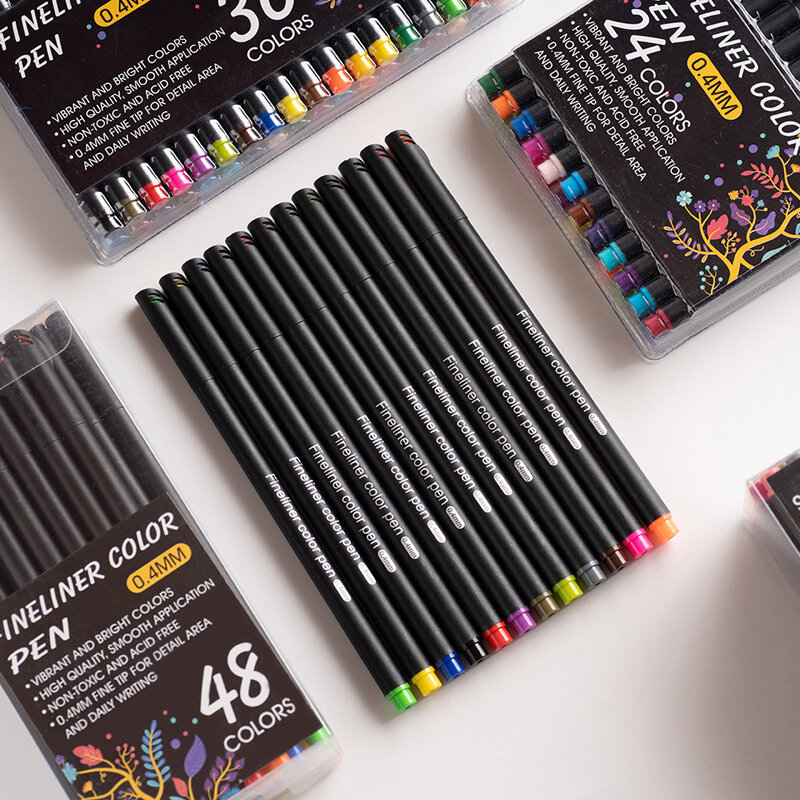 12Pcs/set Pigment Liner Micron Pen Set Ink Marker Pen 0.4mm Brush Tip Color Fineliner Manga Drawing Pen