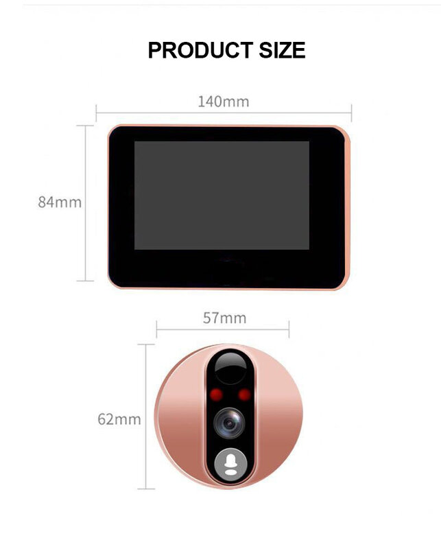 Hd visor da porta de vídeo campainha intercom visor sem fio wi fi telefone remoto olho mágico infravermelho noite segurança em casa