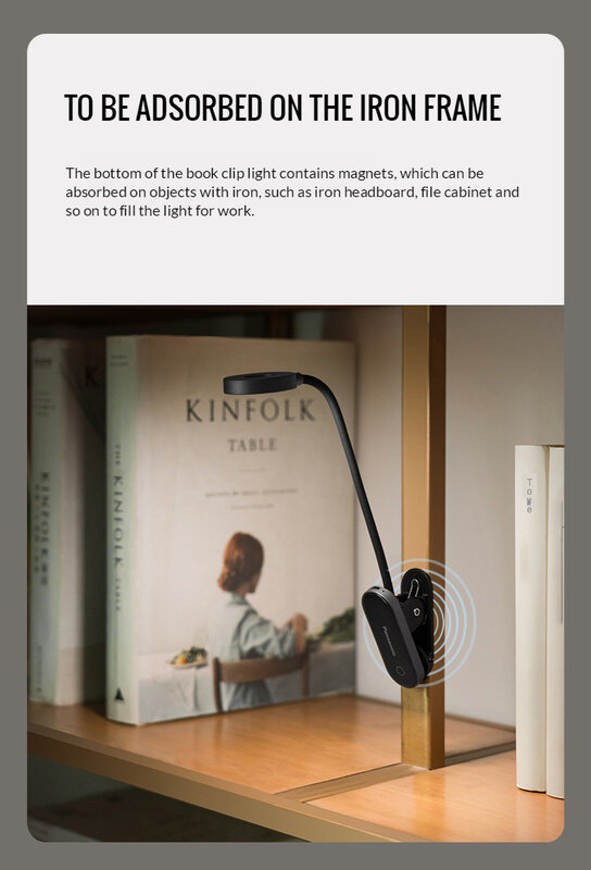 Led livro luz mini portátil clip-on lâmpada de livro flexível adsorção lâmpada de leitura para o leitor de livro do quarto de viagem