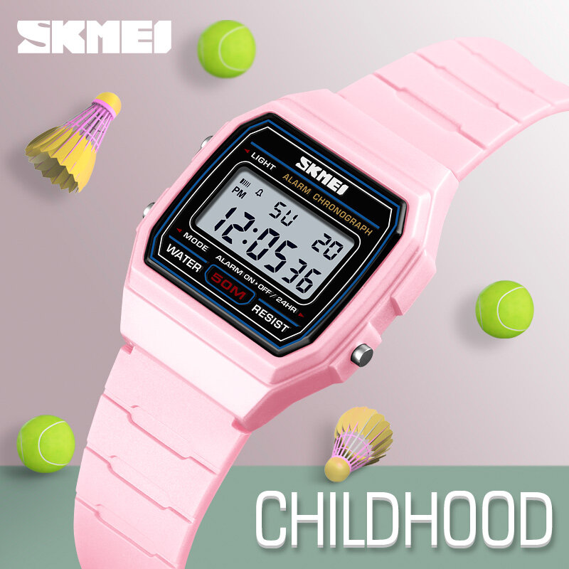 Часы наручные SKMEI детские цифровые, водонепроницаемые спортивные, с отображением недели и будильником, светящиеся, 1460