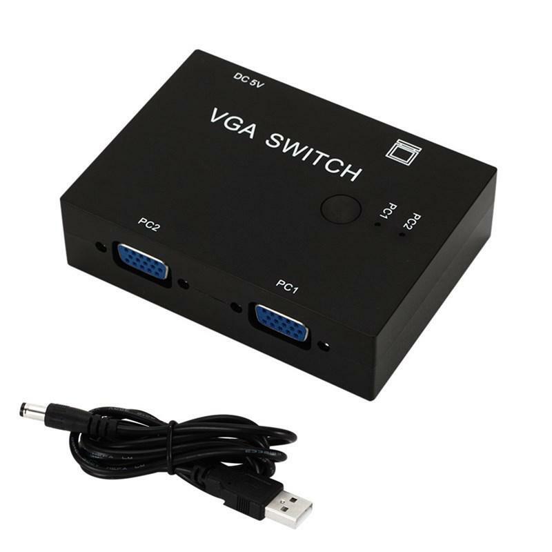 2 Port VGA Video Switch box Selector 2 In 1 Out For LCD PC Video Converter