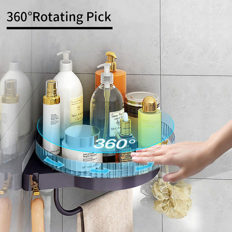 Ecke Bad Lagerung Regal Wand Montiert Rotierenden Regal Racks Shampoo Halter Bad Zubehör Organizer für Kosmetik