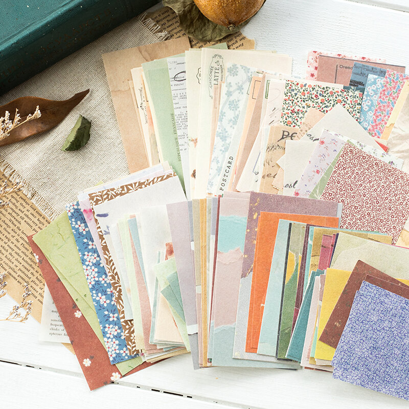 60 hojas/paquete estilo Ins creativo pequeño fresco Retro Memo básico diario Material papel Collage álbum de recortes papelería regreso a la escuela