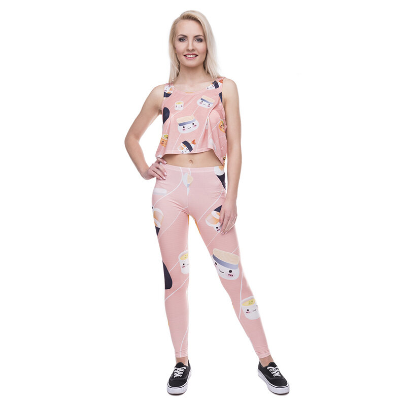 DeanFire – Leggings extensibles Super doux pour femmes, pantalon de Fitness Sexy imprimé sushi, taille haute